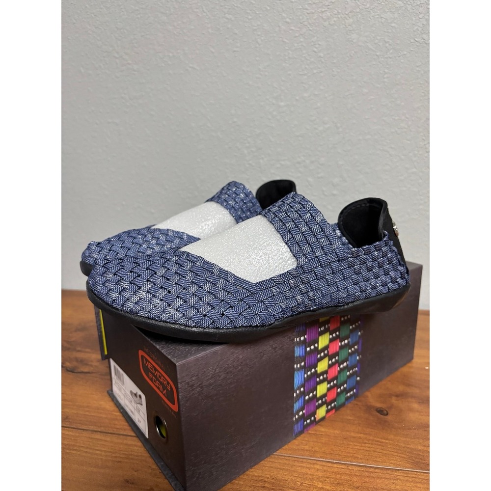 Bernie Mev Cuddly Jeans Shimmer Woven Mary Jane Flats Size 37 US 6.5-7 NEW